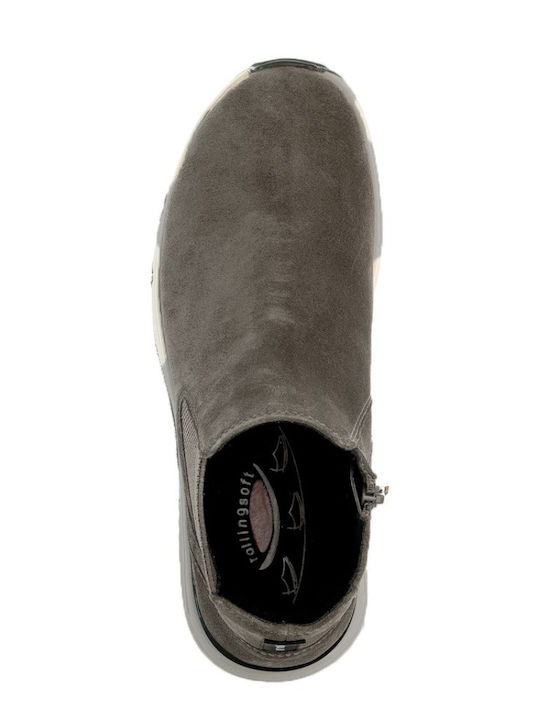 Wildleder Stiefeletten Damen Ankle Boots Beige