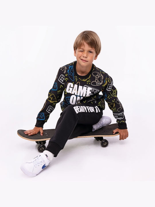 Kids Sweatpants Set Black 2pcs Game On