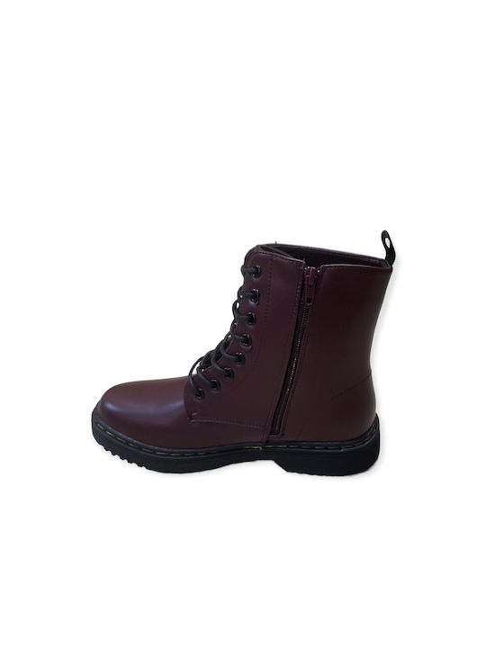 Plato Women's Combat Boots Burgundy