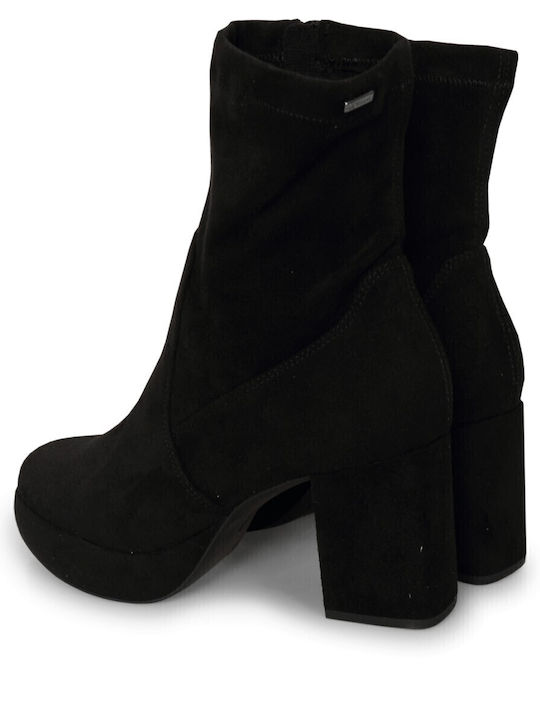 Suede Women's Ankle Boots with High Heel Black