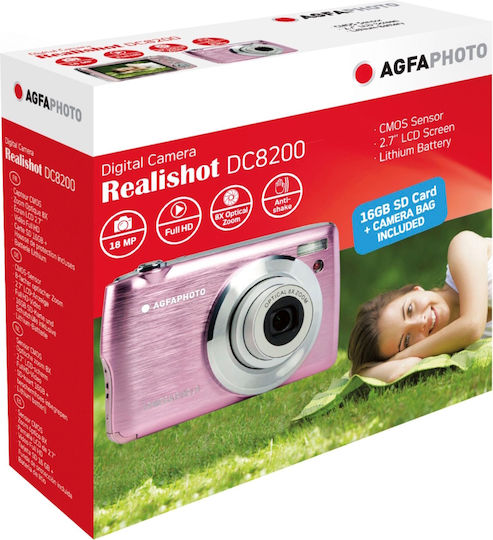 AgfaPhoto Realishot DC8200 Compact Camera 18MP Full HD (1080p) Optical Zoom 8x Pink