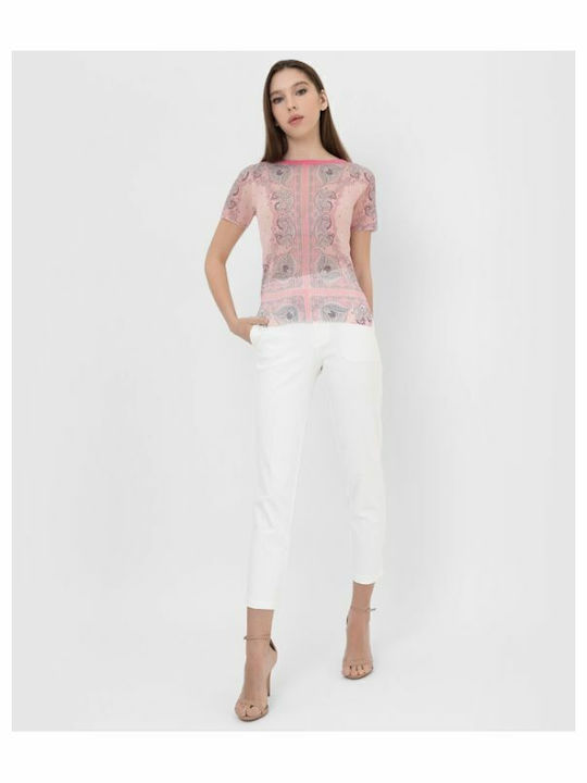Women's Summer Short Sleeve Pink Blouse