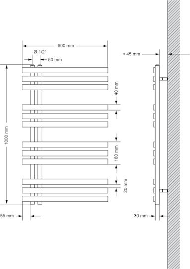 ECD Germany Electric Towel Rail 300W 100x60cm White