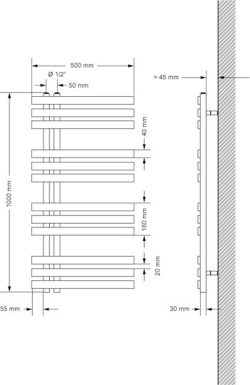 ECD Germany Em 300w Electric Towel Rail 300W 50x50cm White