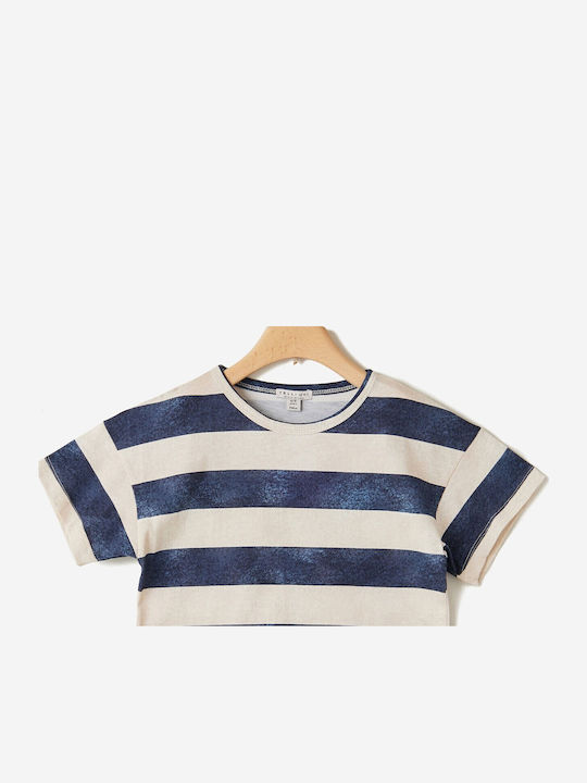 Kinderhemd Kurzarm Beige / Blau