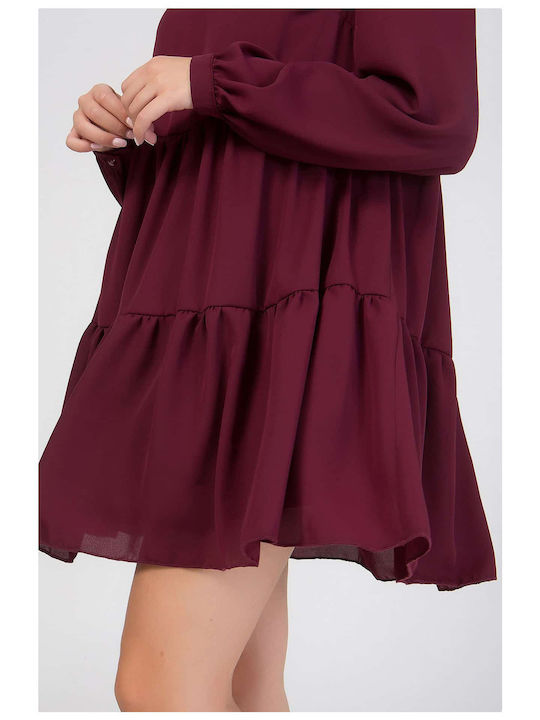 Sushi's Closet Mini Dress with Ruffle Brown