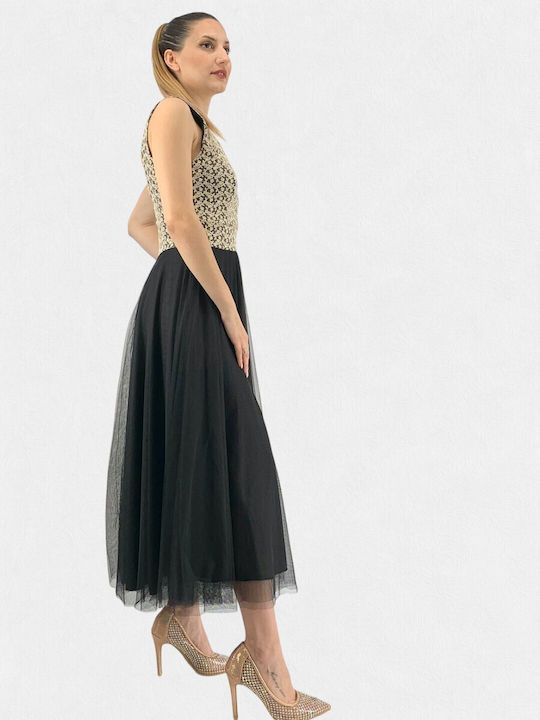 Sushi's Closet Sommer Maxi Abendkleid mit Tüll Schwarz