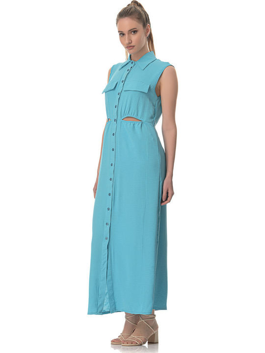 Summer Maxi Shirt Dress Dress Light Blue