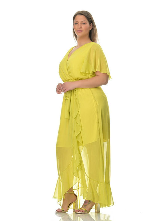 Honey Summer Maxi Evening Dress Wrap Yellow