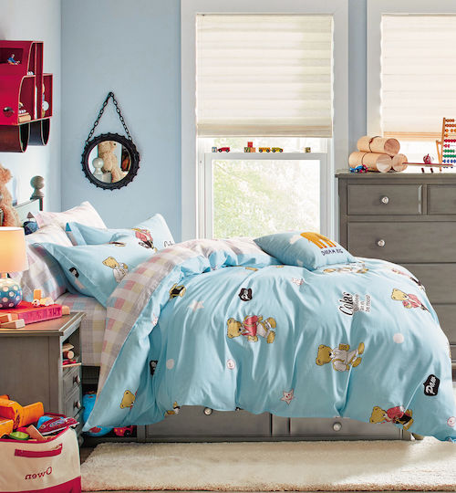 Homeline Kids Duvet Set Single with Pillowcase Light Blue 160x250cm Homeline Kids Duvet Set Single with Pillowcase Light Blue 160x250cm