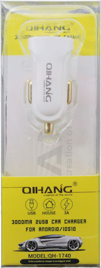 QIHANG QH-1740 Încărcător Auto 3A Încărcare Rapidă cu un Port: 1xUSB Alb Culoare