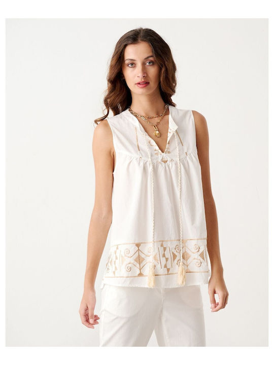 Passager Women's Summer Blouse Sleeveless White