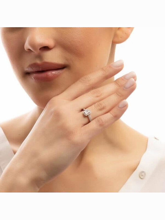 Eforo Единичен камък от Бяло злато 14K
