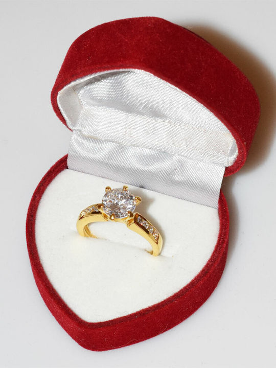 Bizoutaki Single Stone Ring from Gold Plated Silver with Zircon