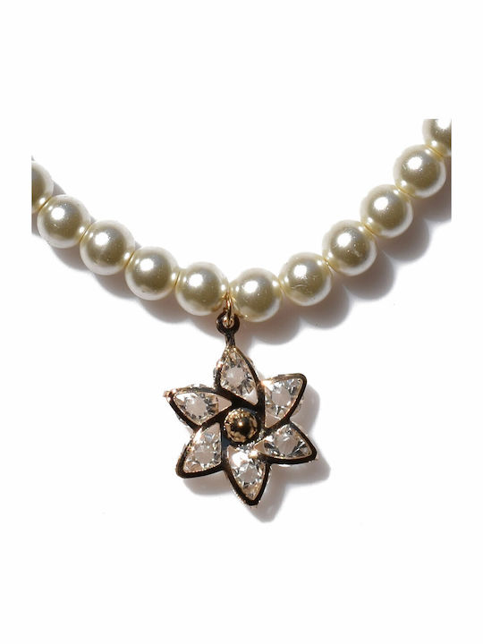 Bizoutaki Set with Necklace & Earrings from Brass with Pearls