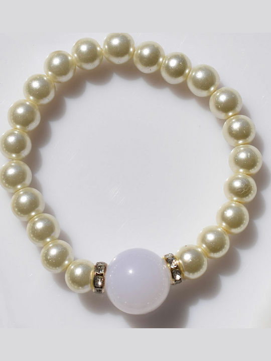 Bizoutaki Set with Necklace , Earrings & Bracelet from Brass with Pearls