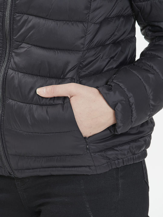 Kurz Damen Puffer Jacke für Winter Schwarz