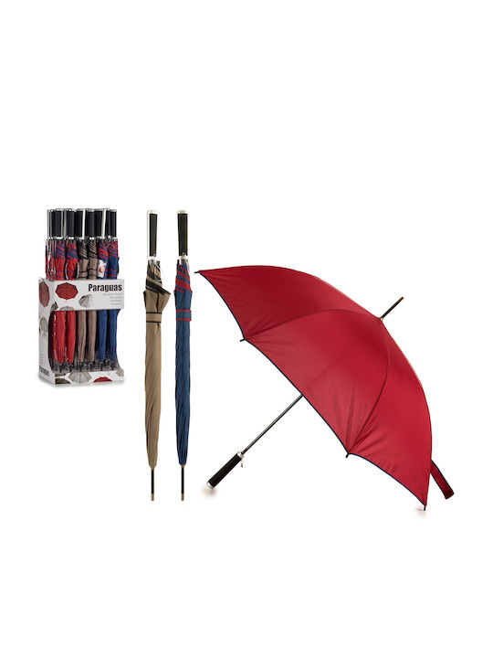 Automatic Umbrella with Walking Stick Red