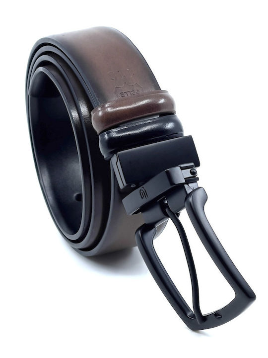 Men's Belt Leather Double Sided BLACK BROWN