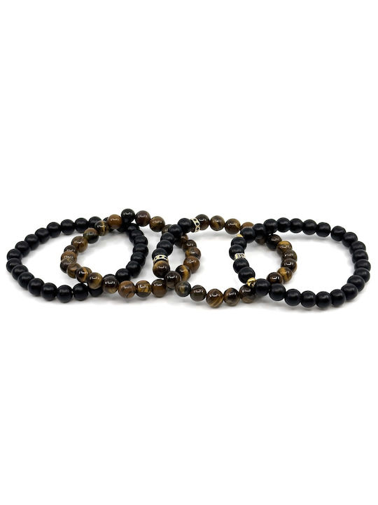 Legend Accessories Herren Set Armbänder aus Stahl mit Perlen