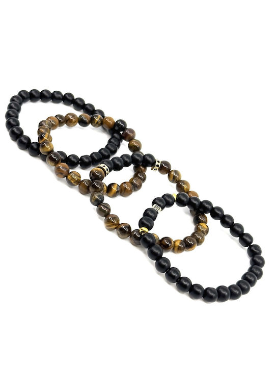 Legend Accessories Herren Set Armbänder aus Stahl mit Perlen