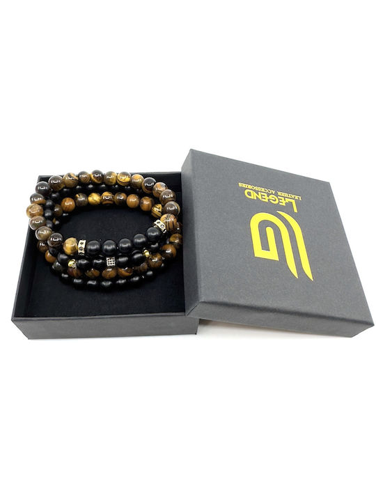 Legend Accessories Herren Set Armbänder aus Stahl mit Perlen