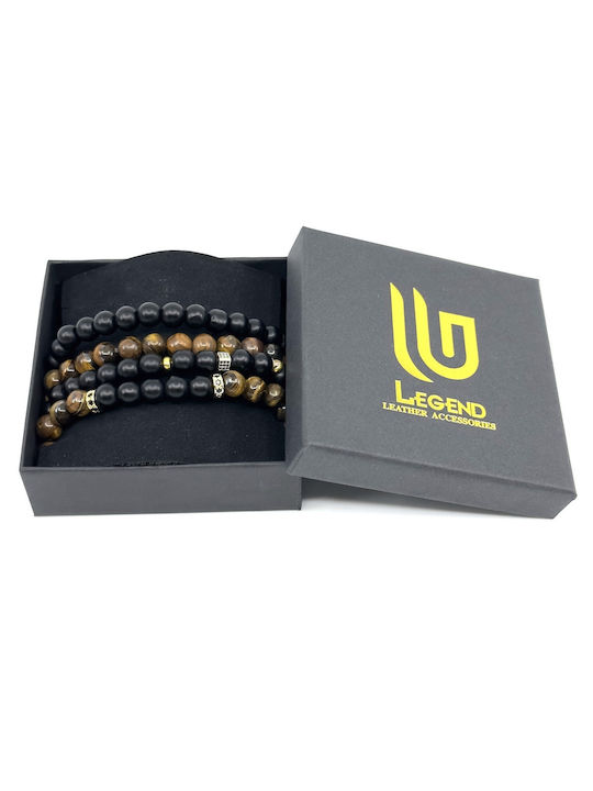 Legend Accessories Herren Set Armbänder aus Stahl mit Perlen
