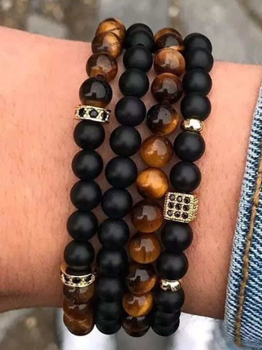 Legend Accessories Herren Set Armbänder aus Stahl mit Perlen