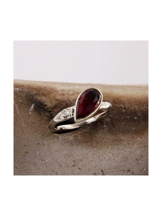 Ios Women's Silver Ring with Stone