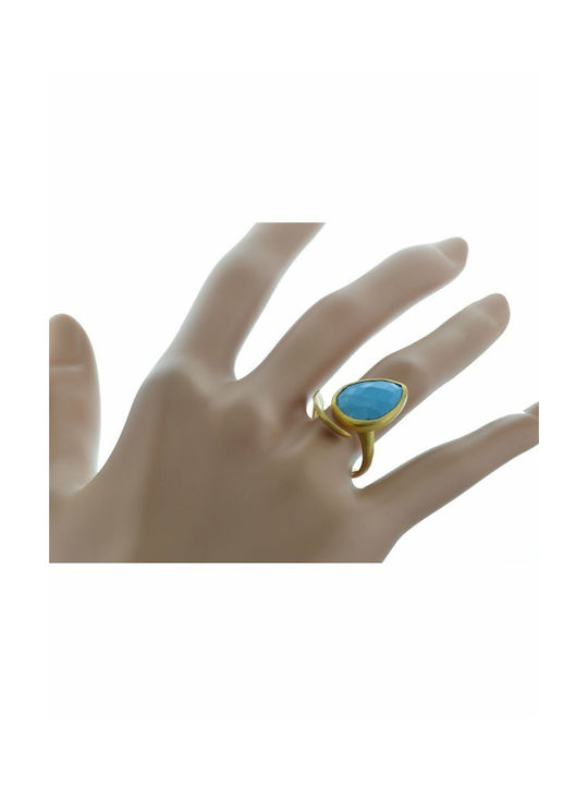 Paraxenies Women's Gold Plated Silver Ring with Stone