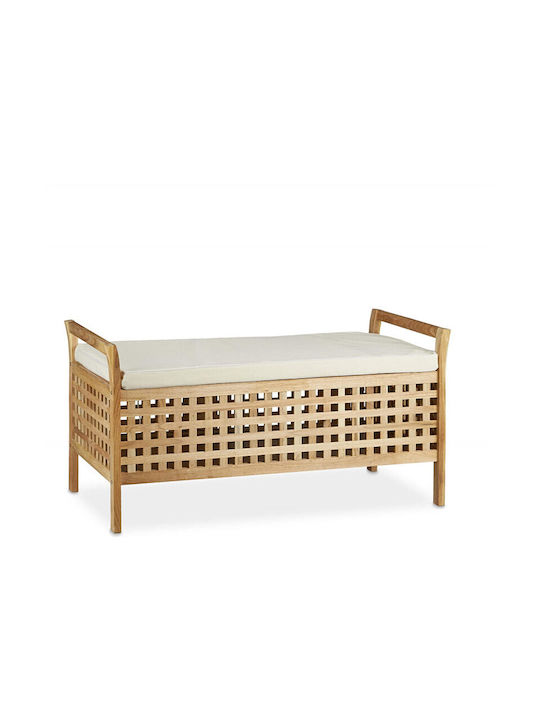 Relaxdays Bankhocker mit Stauraum Hölzernes Beige 46,5x92,6x49cm