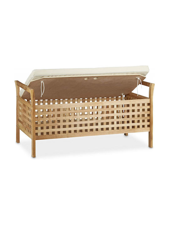 Relaxdays Bankhocker mit Stauraum Hölzernes Beige 46,5x92,6x49cm