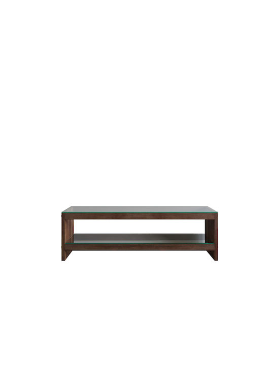 Stand TV Din Lemn Masiv Și Sticlă Maro L140xA45xÎ45cm