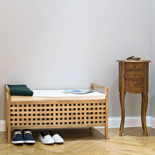 Taburet Cu Spațiu De Depozitare Din Lemn Bej 46.5x92.6x49cm