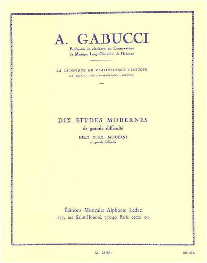 Alphonse Leduc Gabucci 10 Etudes Modernes Παρτιτούρα για Πνευστά