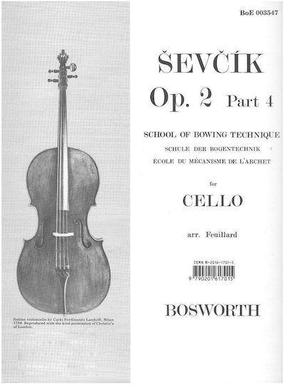 Bosworth Edition Sevcik Opus 2 Part 4 Cello Παρτιτούρα για Τσέλο