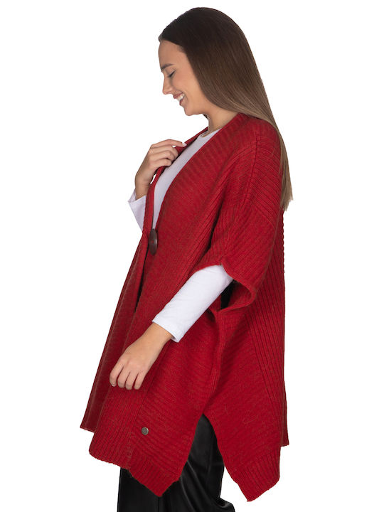 Vera Long Women's Cardigan with Buttons Red