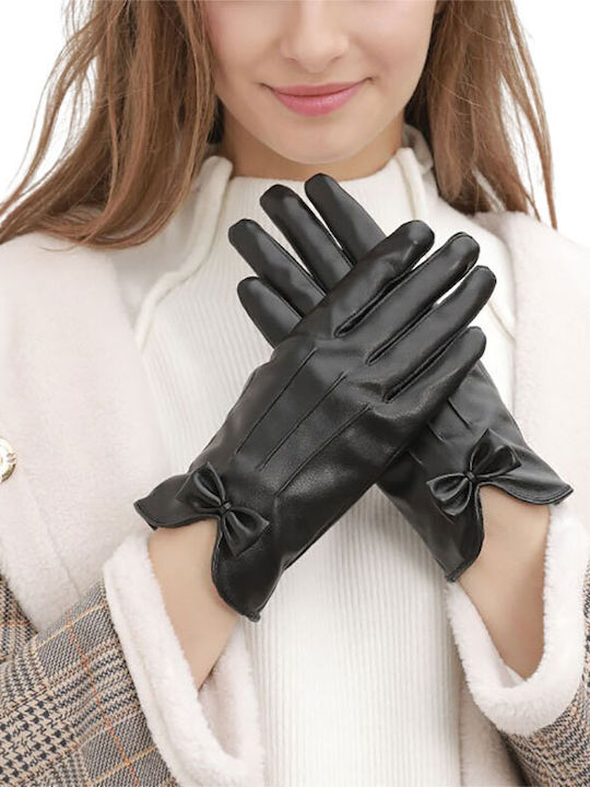 Legend Accessories Μαύρα Γυναικεία Δερμάτινα Γάντια Αφής