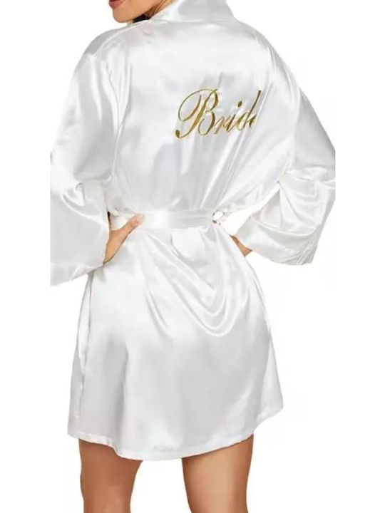 La Lolita Amsterdam Damen Satin Robe mit Nachthemd Weiß Bride