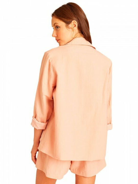 Pepaloves Long Women's Blazer Pink