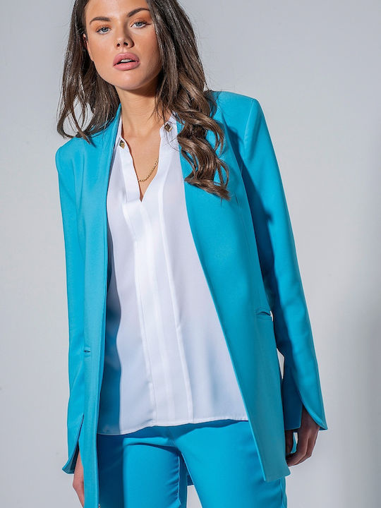 Maki Philosophy Long Women's Blazer Turquoise