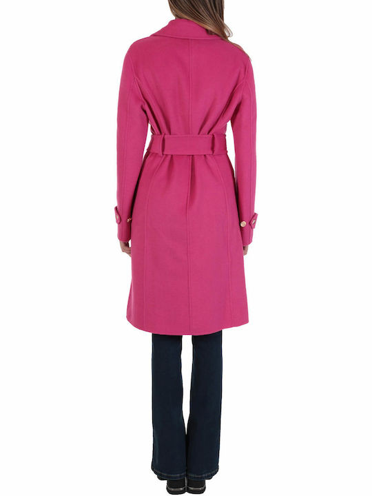 Liu Jo Women's Midi Coat with Buttons Pink