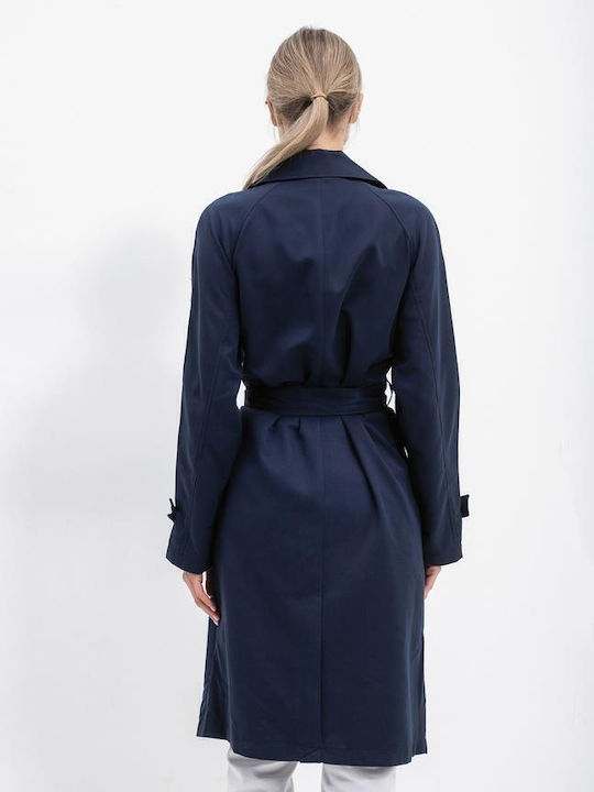Women's Midi Gabardine with Buttons Navy Blue