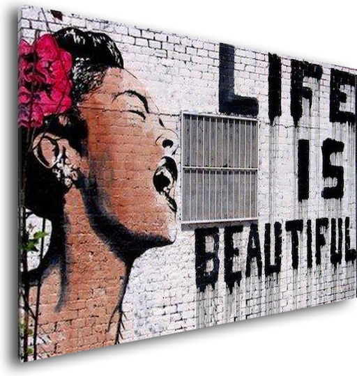 I-gallery Life Is Beautiful Gemälde Kopie von Banksy auf Leinwand 30x20cm