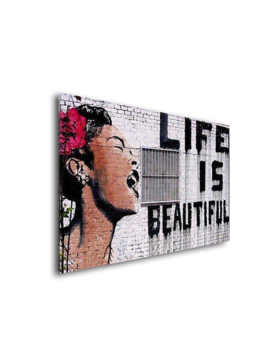 I-gallery Life Is Beautiful Πίνακας Αντίγραφο του Banksy σε Καμβά 90x60cm