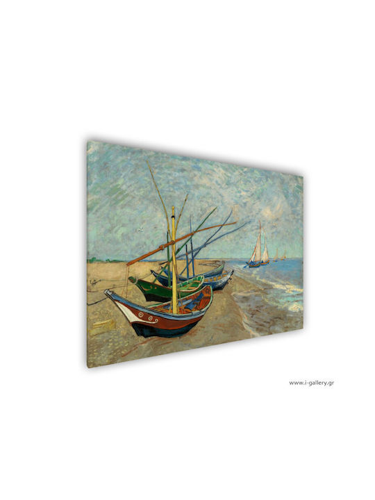 I-gallery Fishing Boats On Πίνακας Αντίγραφο του Van Gogh σε Καμβά 120x80cm