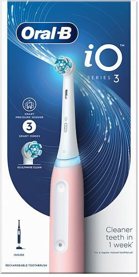 Oral-B iO Series 3 Ηλεκτρική Οδοντόβουρτσα με Αισθητήρα Πίεσης Ροζ