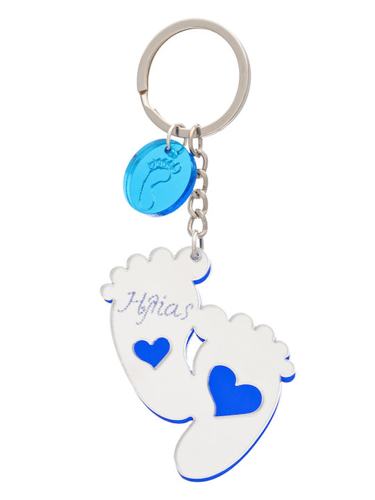 LifeLikes Handmade Keychain Baby Feet Plastic Silver