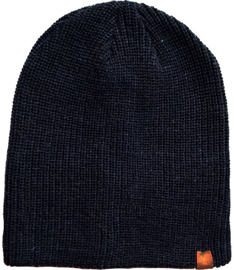 Beanie Unisex Σκούφος με Rib Πλέξη σε Navy Μπλε χρώμα
