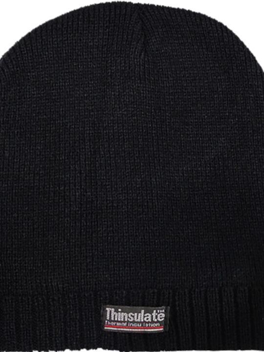 Beanie Unisex Σκούφος με Rib Πλέξη σε Μαύρο χρώμα